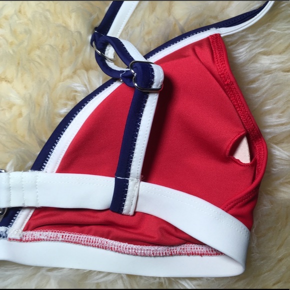 ⚡️CLEARANCE⚡️ Forever 21 Stripe Rockabilly Americana Triangle Bra Bikini Top - Picture 10 of 10